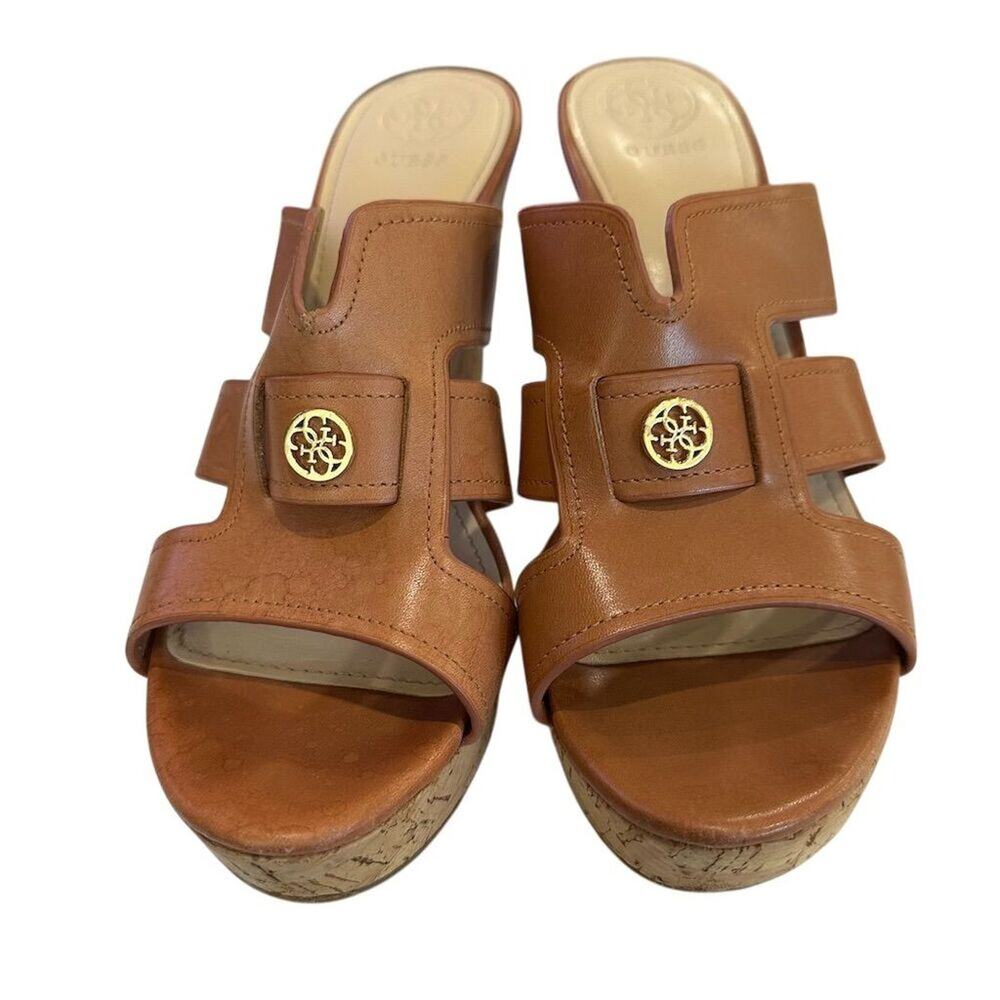 Guess‎ Eadra2 Women's Brown Leather Wedge Sandals Size 9M Casual - Picture 3 of 12